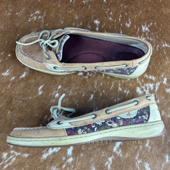 Sperry top sider boat shoe in brown and floral - Picture 7 of 10
